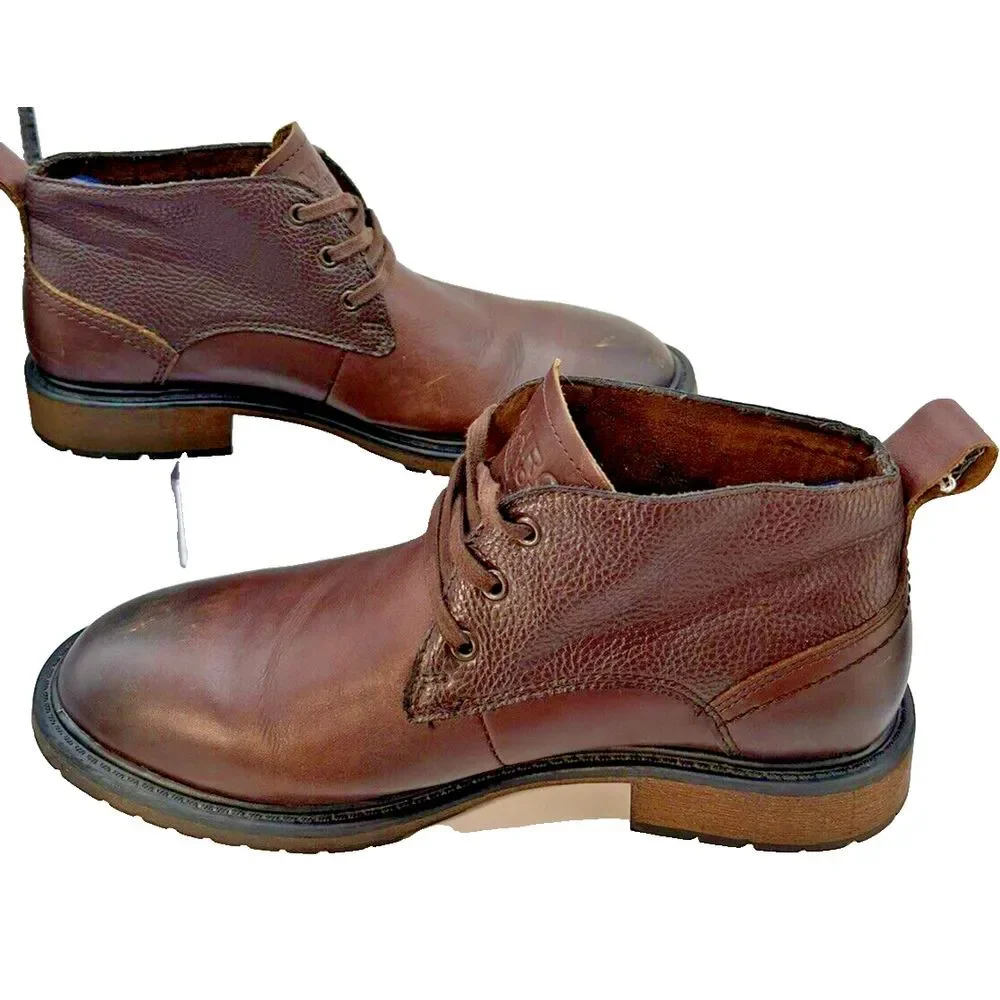 Andrew Marc Mens Dorchester Chukka Men's 8.5 Brown Leather Lace Up Boots Foam